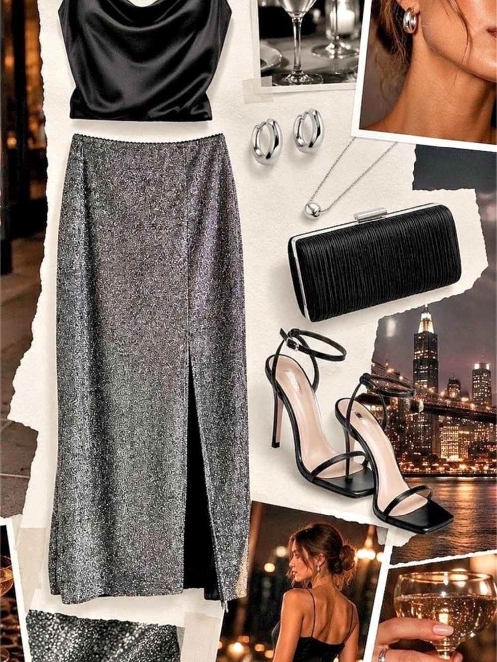 Women's Maxi Skirt in Gray & Black Like New